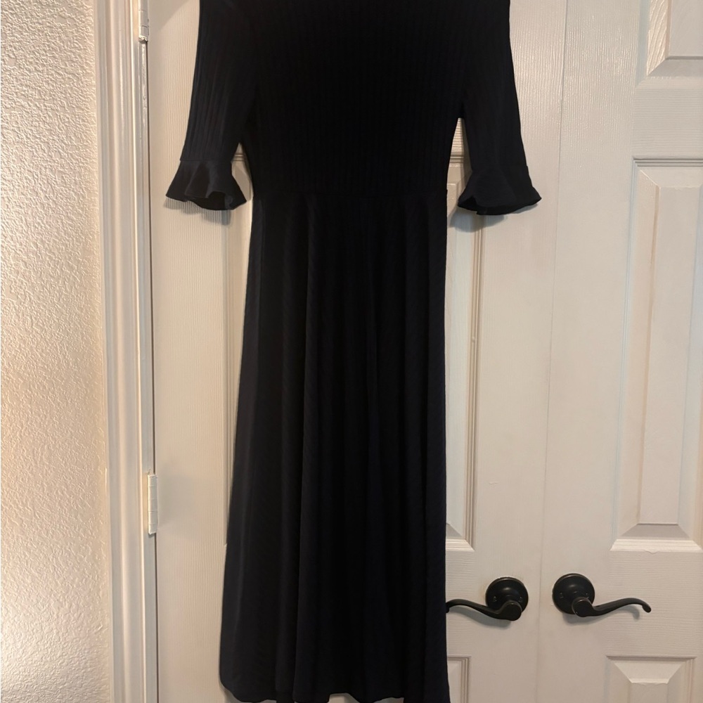 SHEIN Black Off-Shoulder Midi Dress with Bell Sleeves